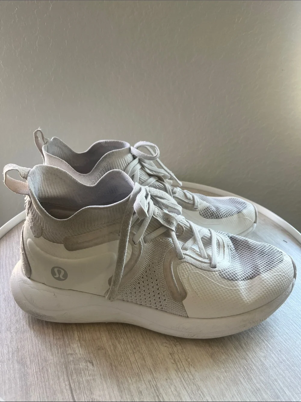 lululemon athletica Women's Off-White High-Top Knit Trainers
